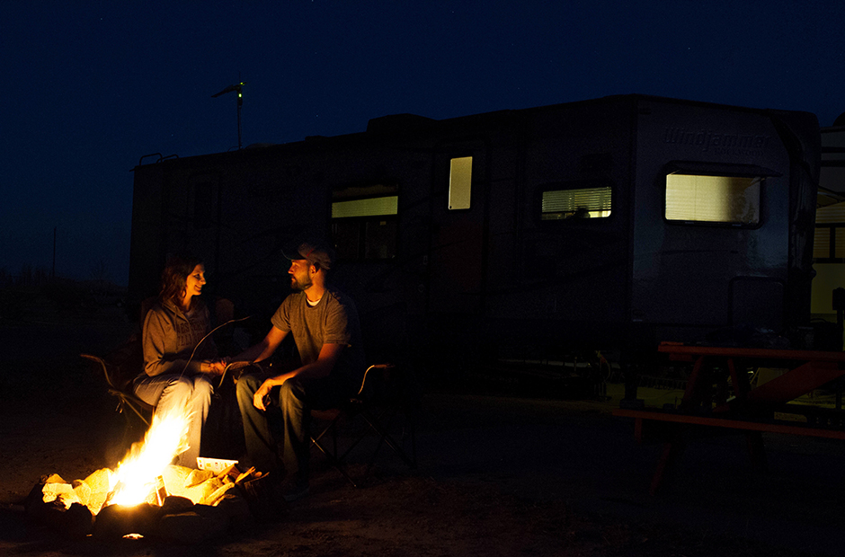Campfire at RV Park in Texas