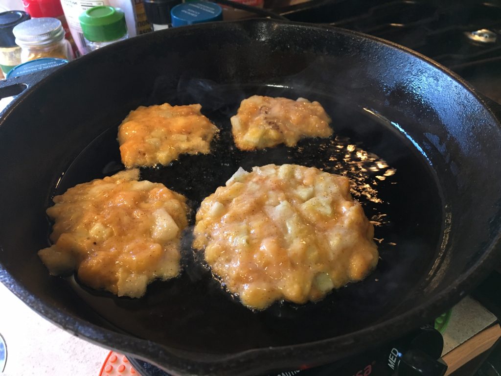 Healthy cooking in a cast-iron skillet